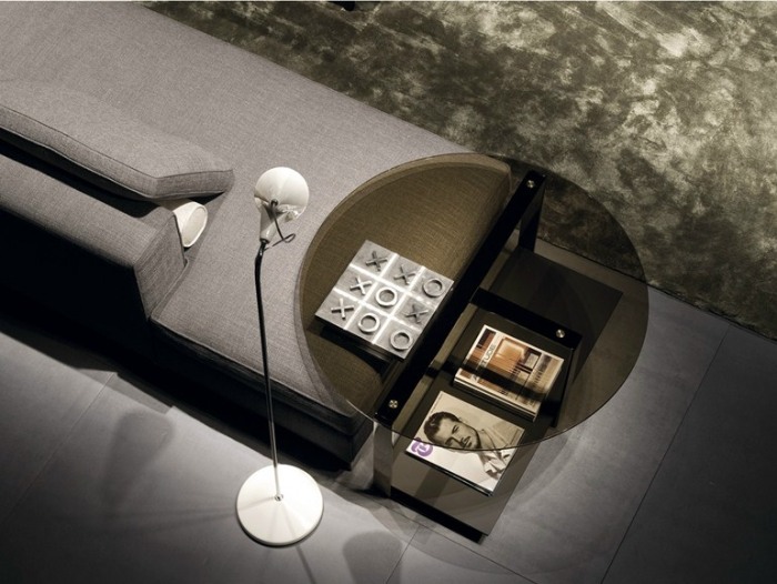 mesinha de centro redonda feita de vidro temperado móveis de sala de estar de williams-minotti