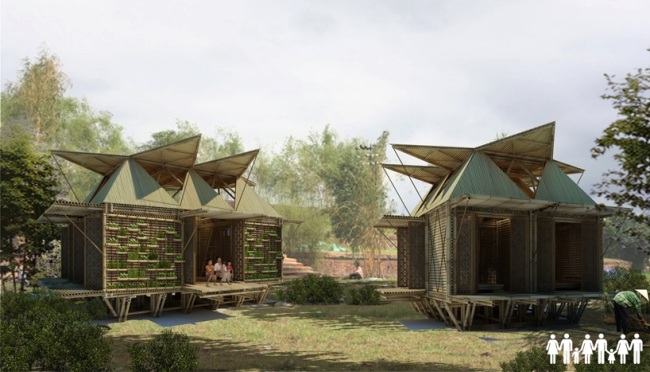 casas de bambu no vietnã projeto habitacional hp architects