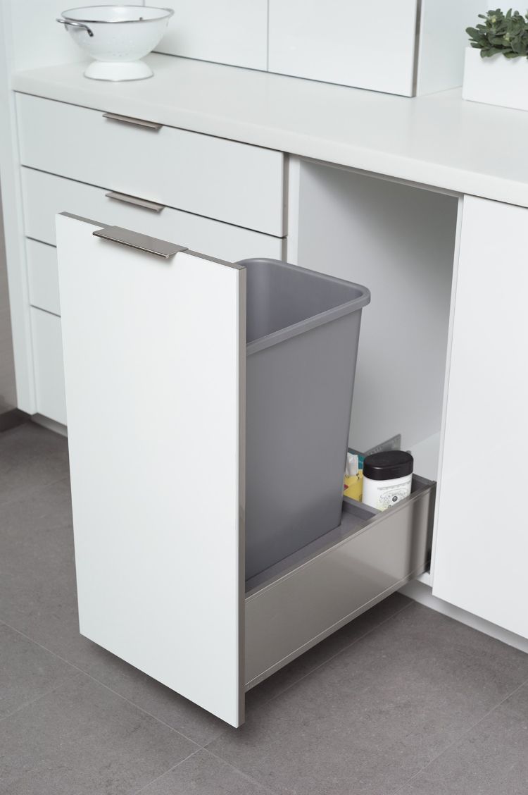 latas de lixo embutidas armários de cozinha remodelando design de interiores cozinha idéias materiais de limpeza de gaveta