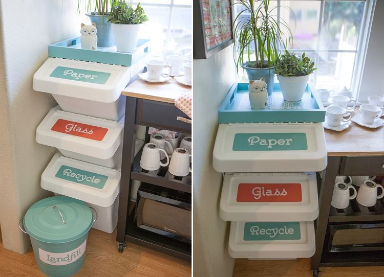 latas de lixo recuadas dicas de design de casas criativas lixeiras ocultar rótulos de lixeiras de plástico elegantes