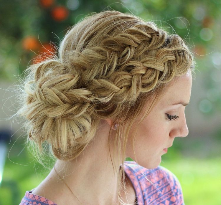 updo com coque casual todos os dias pônei trançado