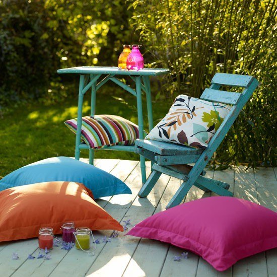 Lounge jardim relaxe almofadas de assento em cores coloridas