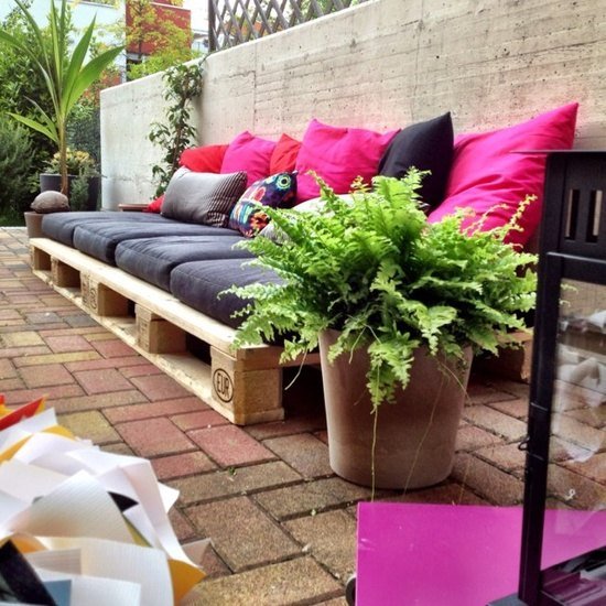Salão de jardim para relaxar almofadas de sofá palete euro palete