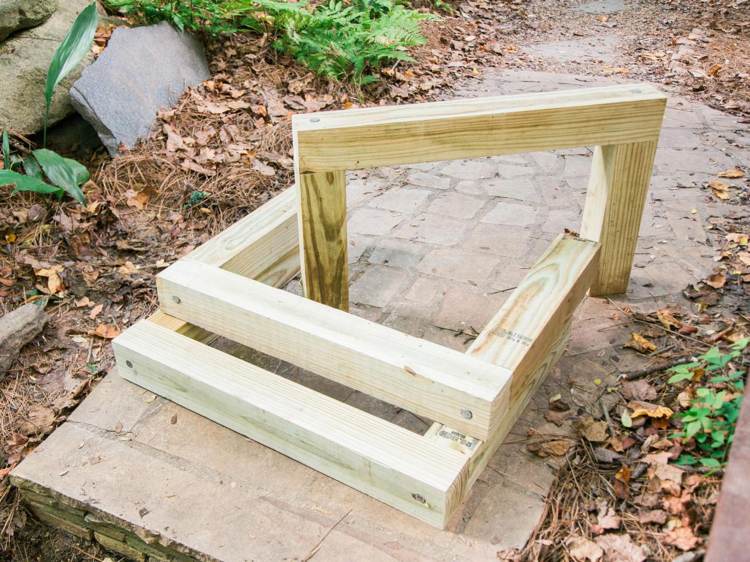 escadas externas de madeira cascalho escadas simples de jardim degraus de jardim faça suas próprias instruções degraus de estrutura de material