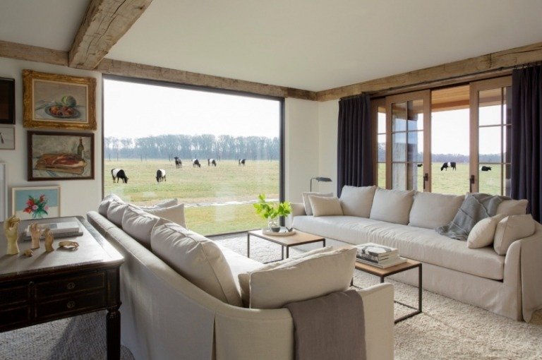 Mobília-casa-estilo-moderna-móveis estofados brancos-sala de estar