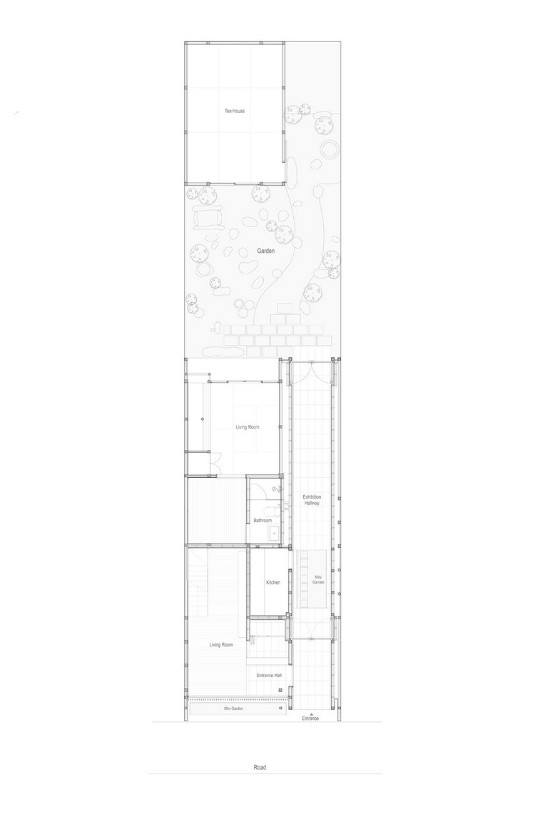 casa de hóspedes kyoto japão planta baixa jardim primeiro andar