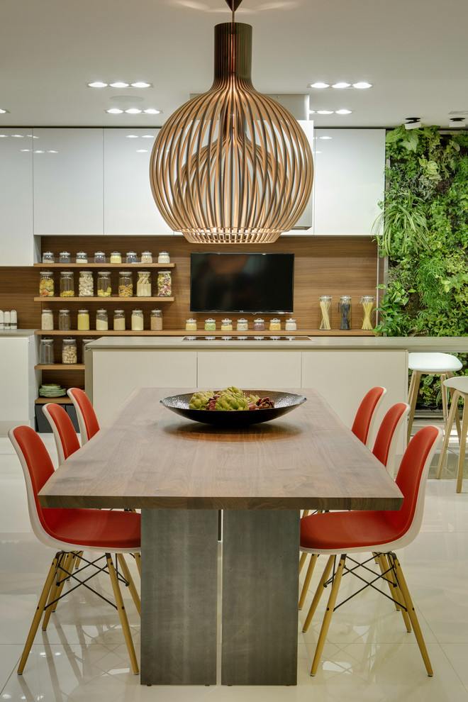 decoração ideias-natureza-aparência-sala de jantar-cozinha-móveis de madeira