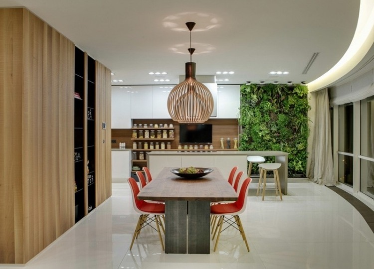 decoração ideias-natureza-olhar-cozinha-viva-alto-brilho-branco-madeira-jardim vertical
