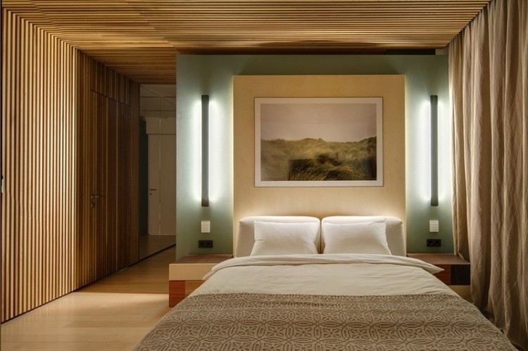 decoração ideias-natureza-aparência-quarto-madeira-parede-teto revestimentos
