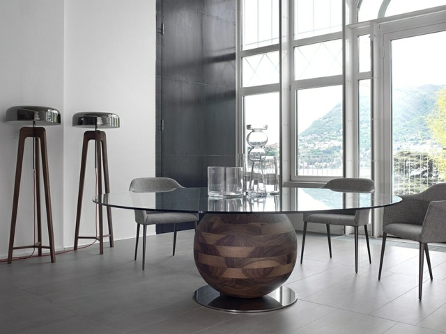 Candeeiros de pé mesa de madeira redonda tampo de vidro moderno