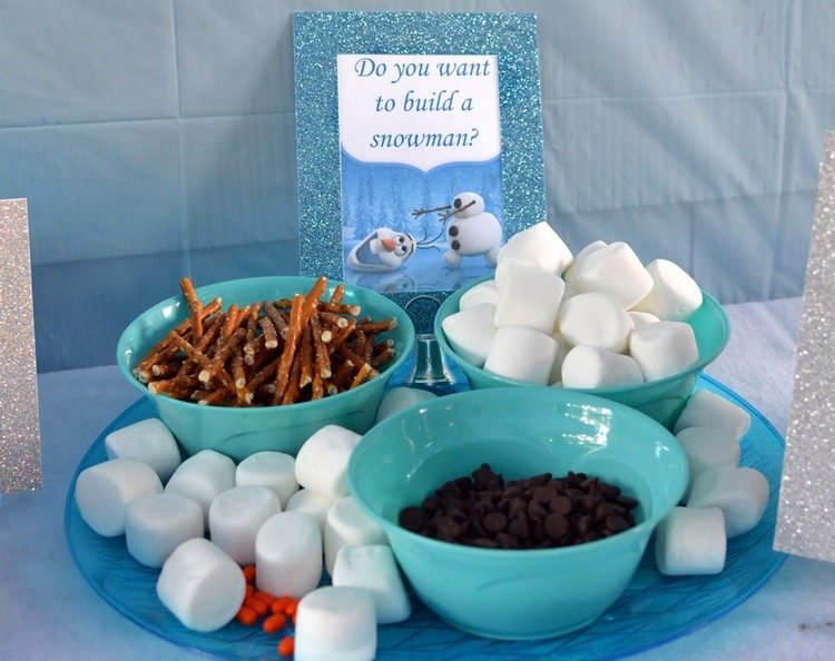 Frozen Party Snacks boneco de neve-faça-você-marshmallows