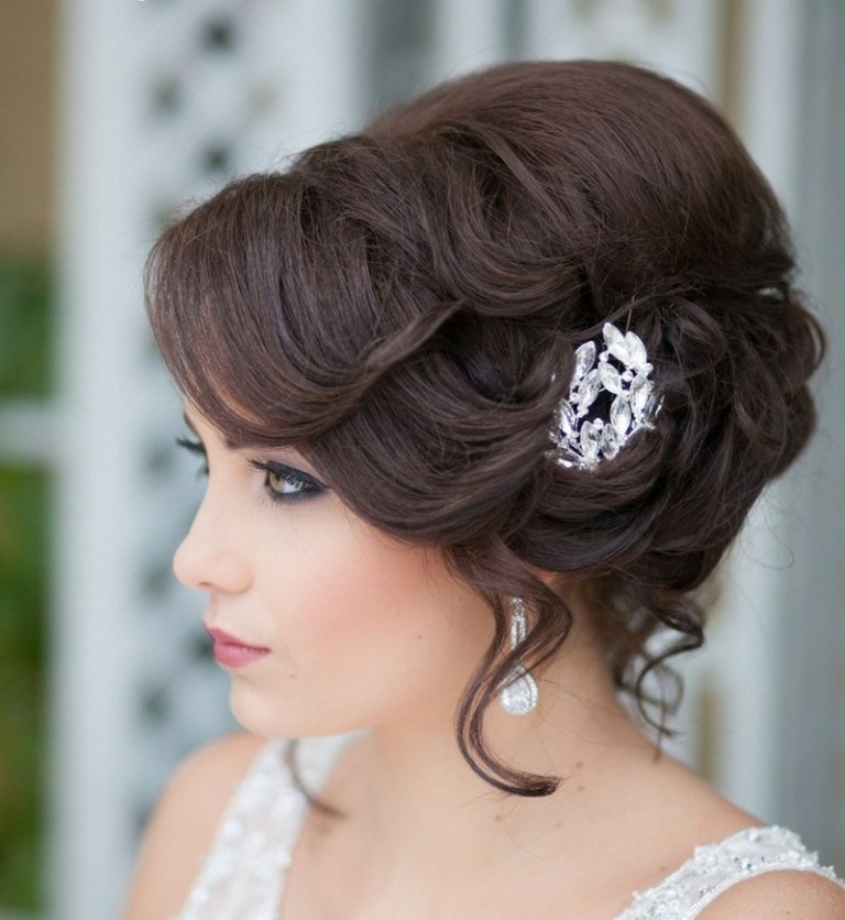 penteados de noiva elegantes 2014 2015 strass clipe de cabelo updo