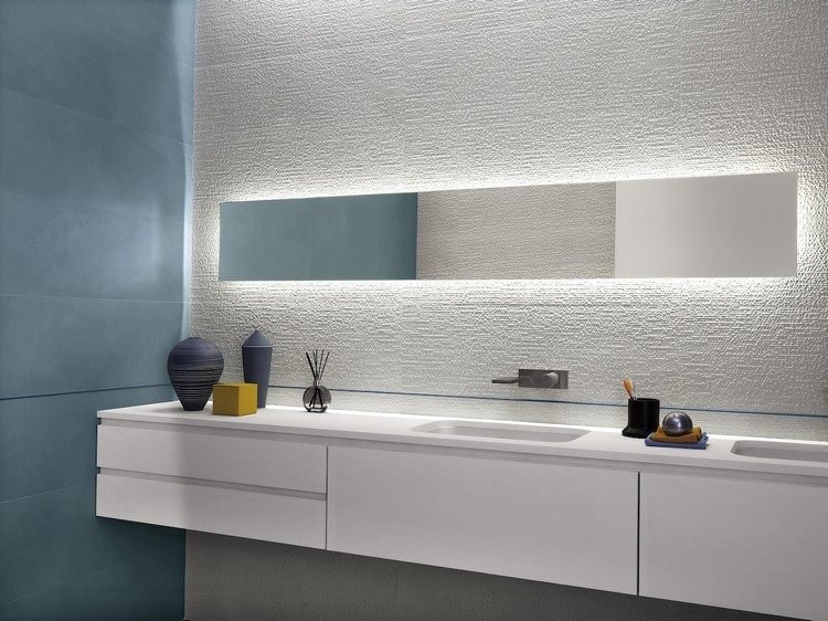 Azulejos de parede para banheiro de alta qualidade-italiano-design-branco-estruturado-azul