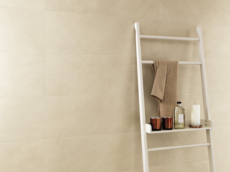 Azulejos de parede-banheiro-cerâmica-elegante-parede-design-escada-prateleira-porta-toalha