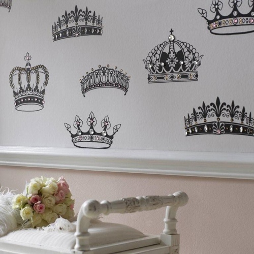 Idéias de design de parede tiaras de coroa de papel de parede branco