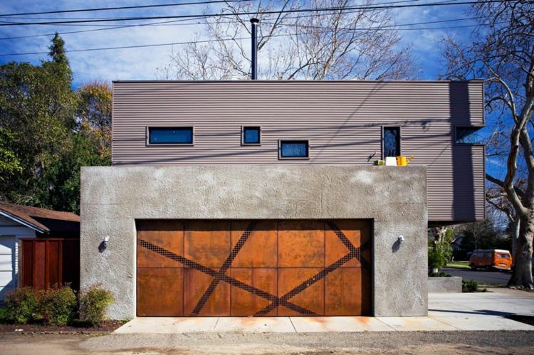porta-garagem-elétrica-aço inoxidável-padrão-garagem-concreto