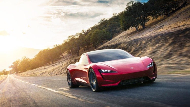 carro esportivo elétrico tesla roadster auto design street