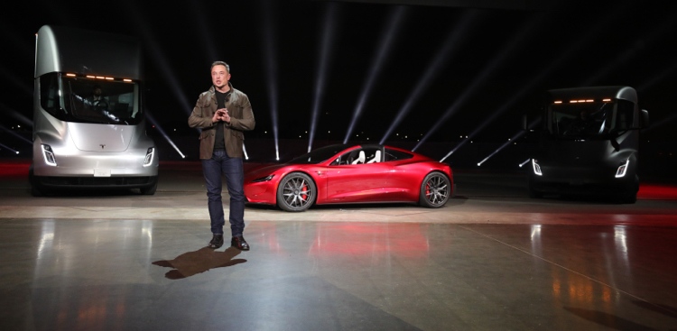 carro esportivo elétrico tesla roadster truck apresentação elon musk