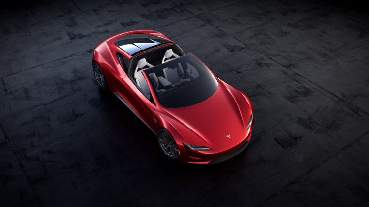 carro esportivo elétrico tesla roadster design vermelho automático