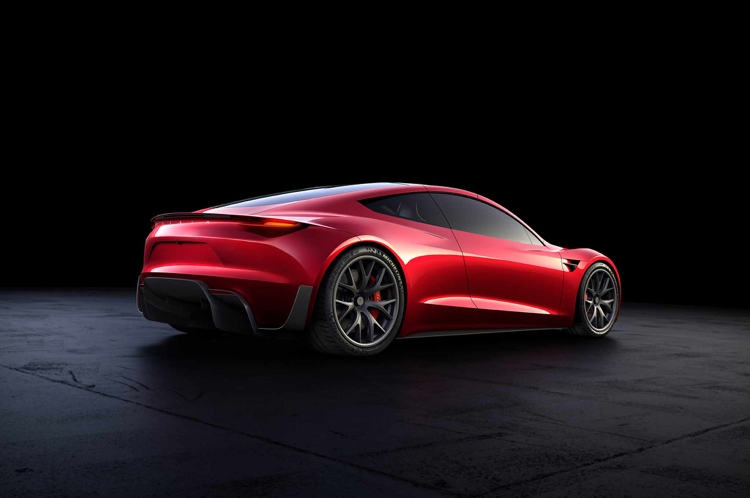 carro esportivo elétrico tesla roadster com design vermelho