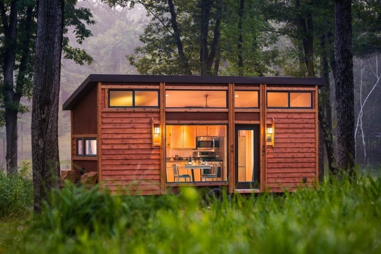 Casa móvel com eficiência energética - casa-leitor-madeira-floresta-janela-iluminação-natureza