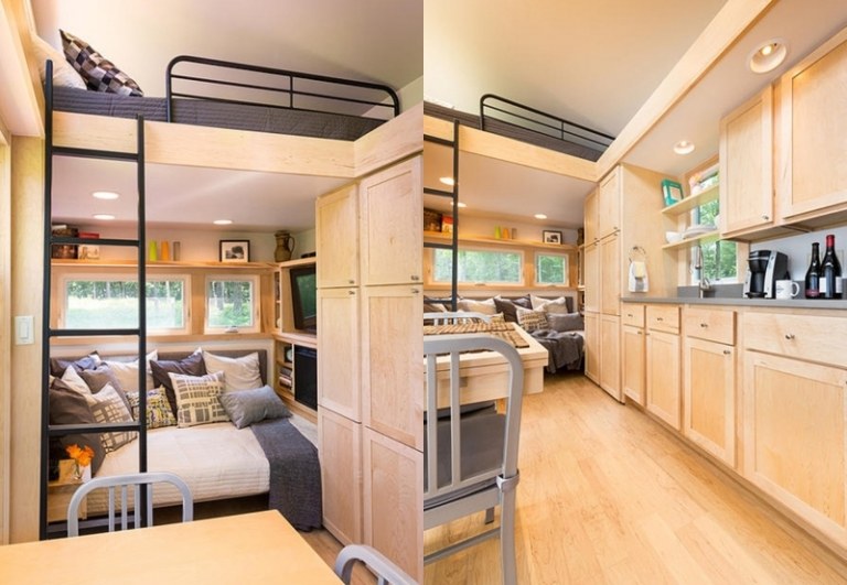 Mobiliário doméstico com eficiência energética - cozinha-sofá-madeira-pequeno-funcional