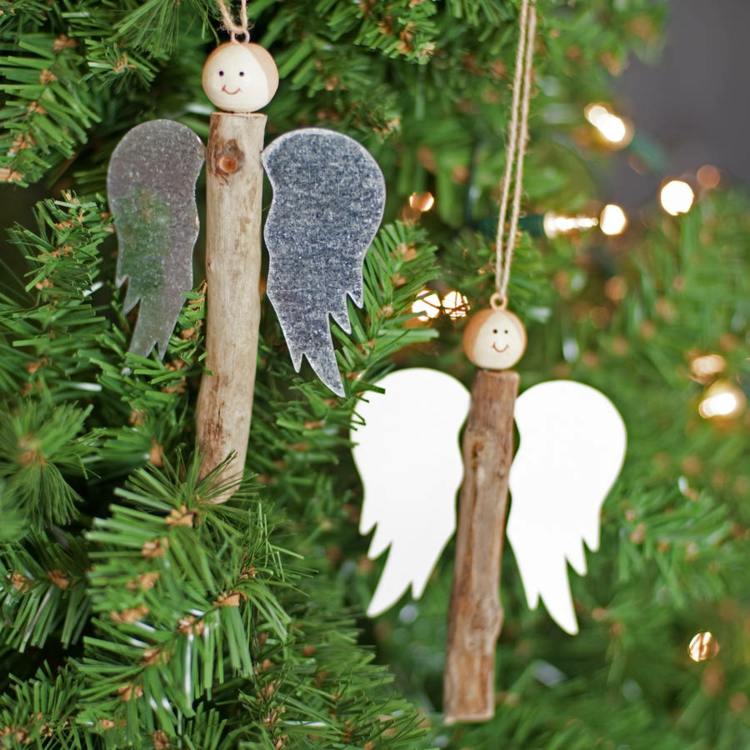anjo para mexer madeira palito asa ideia decoração de árvore de natal