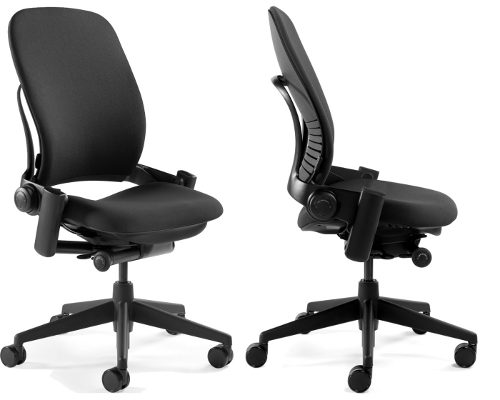 preto-ergonômico-escritório-cadeira-giratória-Steelcase-Leap-Tecido-Cadeira-Preto