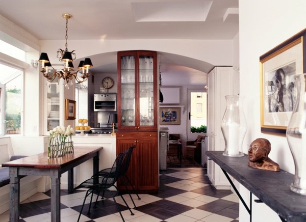 estilo moderno-sótão-interior-cozinha-casa de campo