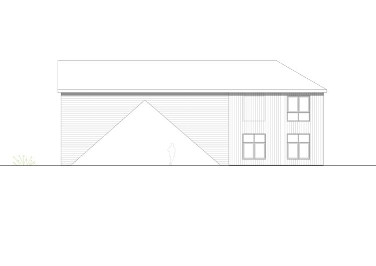 A casa de madeira com design escandinavo como planta em vista lateral