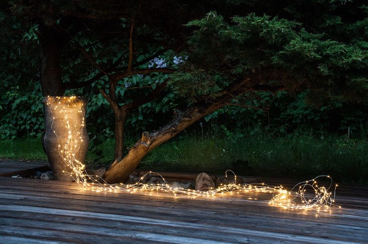 iluminação de jardim-luzes de fada-efeitos-terraço-plantador