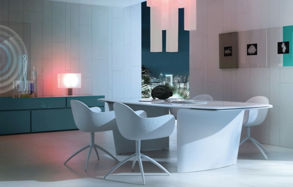 Cadeiras de sala de jantar decoradas em plástico com design minimalista