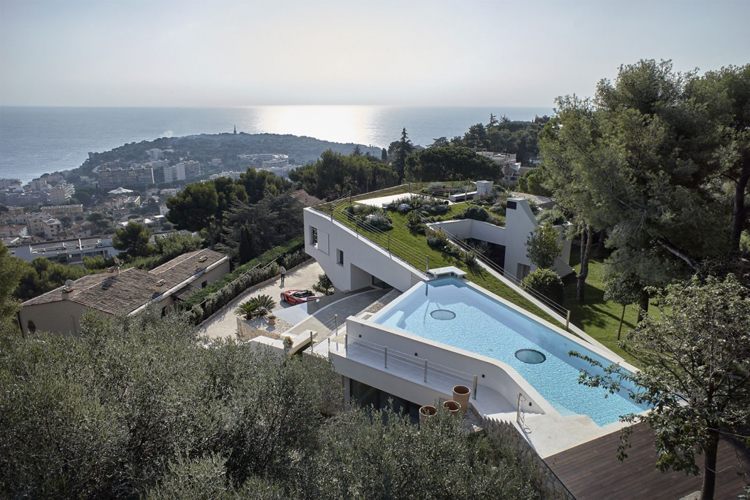 extenso telhado greening-house-view-modern-architecture-pool-roof terrace