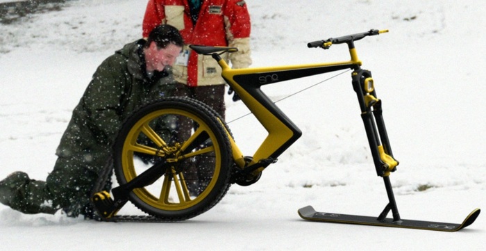 bicicleta para neve esqui cadeia design amarelo venn