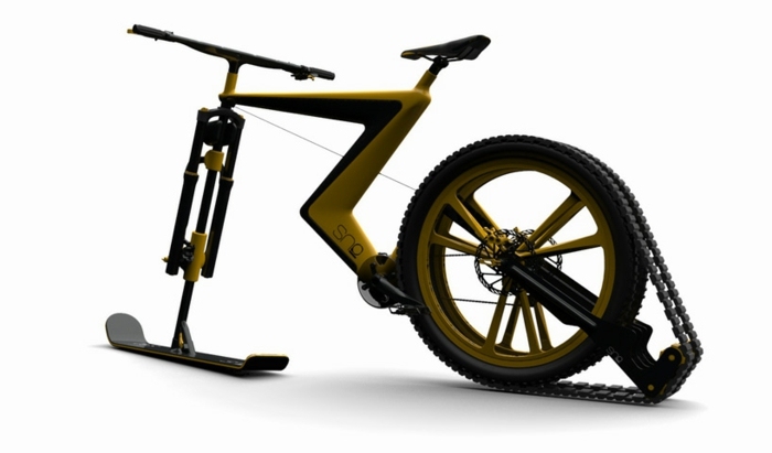 esporte inverno amarelo design bicicleta esqui neve