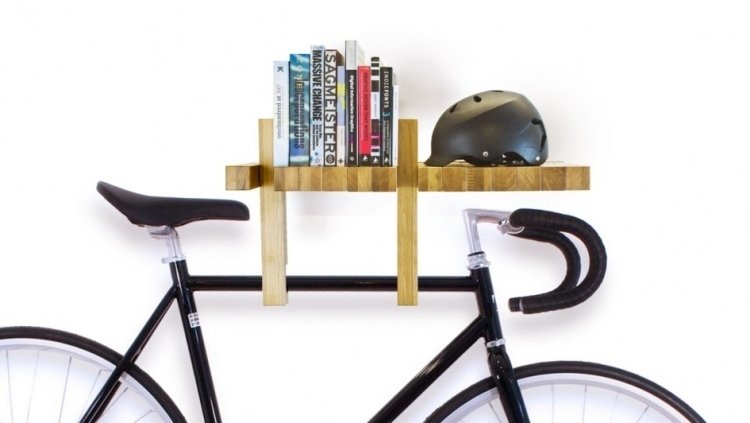 suporte de bicicleta-parede-construa-você-ideias-madeira-prateleira-espaço de armazenamento-estrutura prática