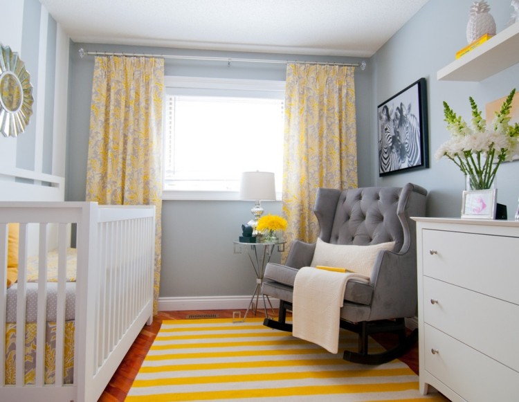 cores-quarto do bebê-cinza claro-parede-cor-combinação-ensolarado-amarelo