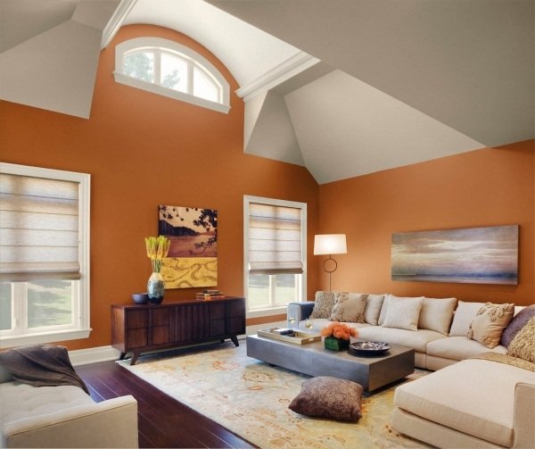 teste de cor tipo de cor quente esquema de cores laranja cor de parede móveis cru