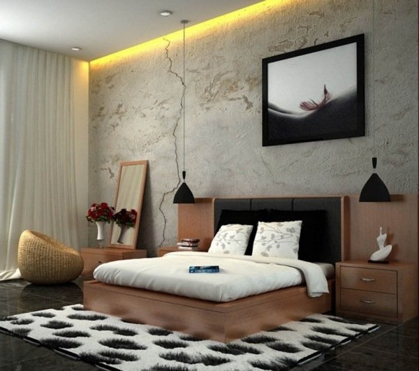 teste de cores combinando quarto cama de madeira combinação preta