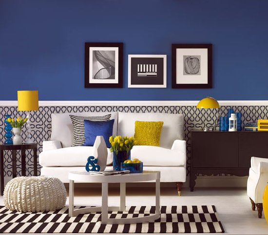 teste de cor determina o tipo de cor da sala de estar azul amarelo