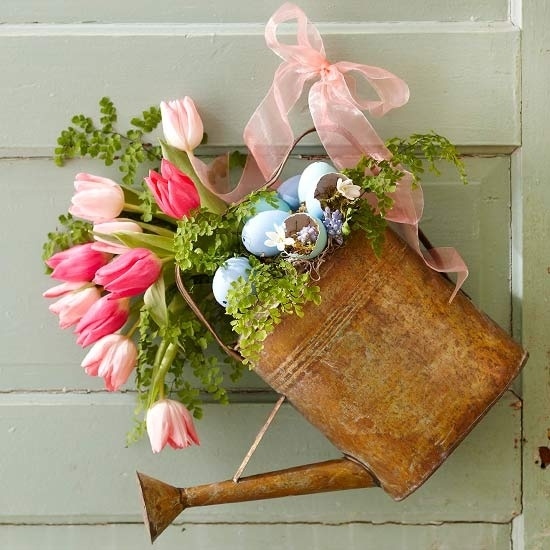 Regador ideias para vasos de flores decoração de primavera de páscoa