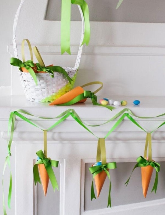 Guirlanda artesanal de papel de cenoura decoração de Páscoa de primavera