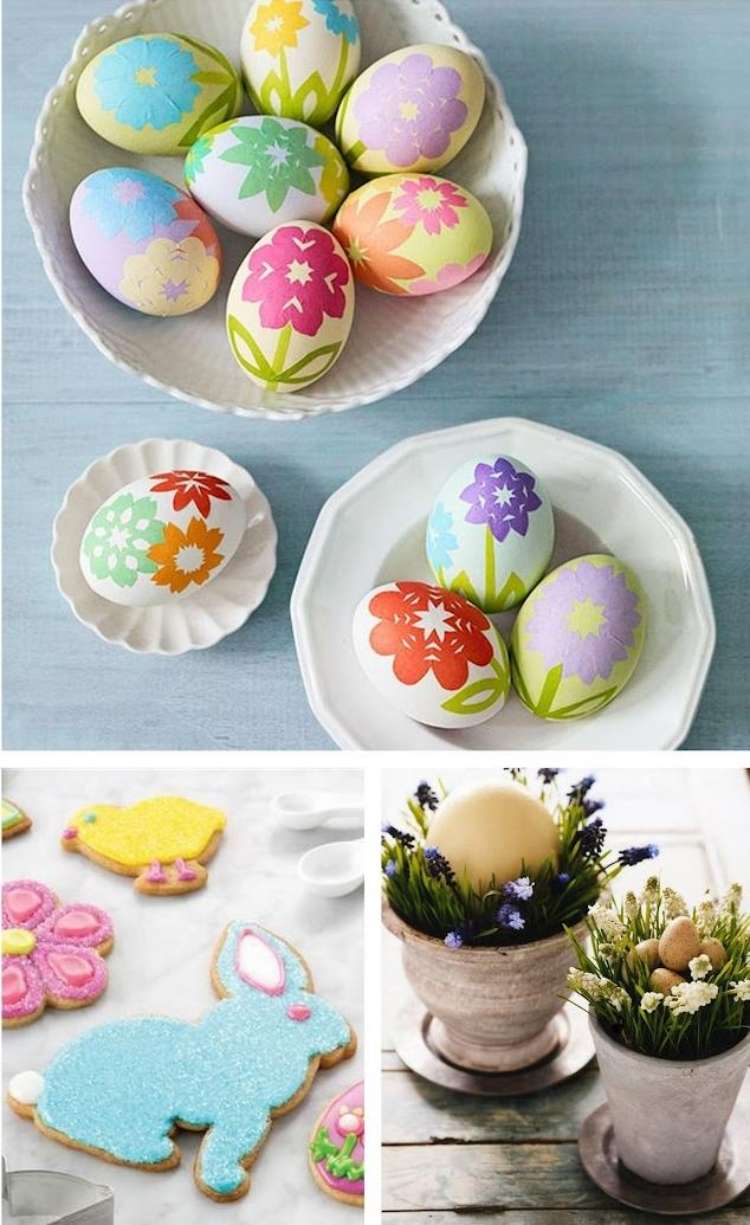 decoração-páscoa-mesa-decoração-colorido-ovos-biscoitos-vasos de flores-ideias