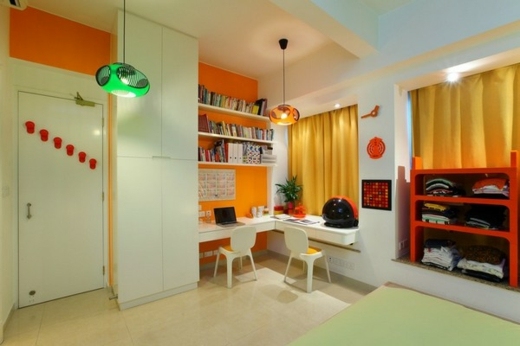 Apartamento em Hong Kong - lustre moderno com interior verde