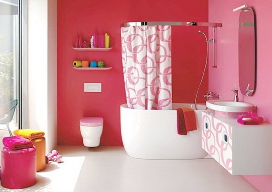 energetic-pink-color-bathroom-design