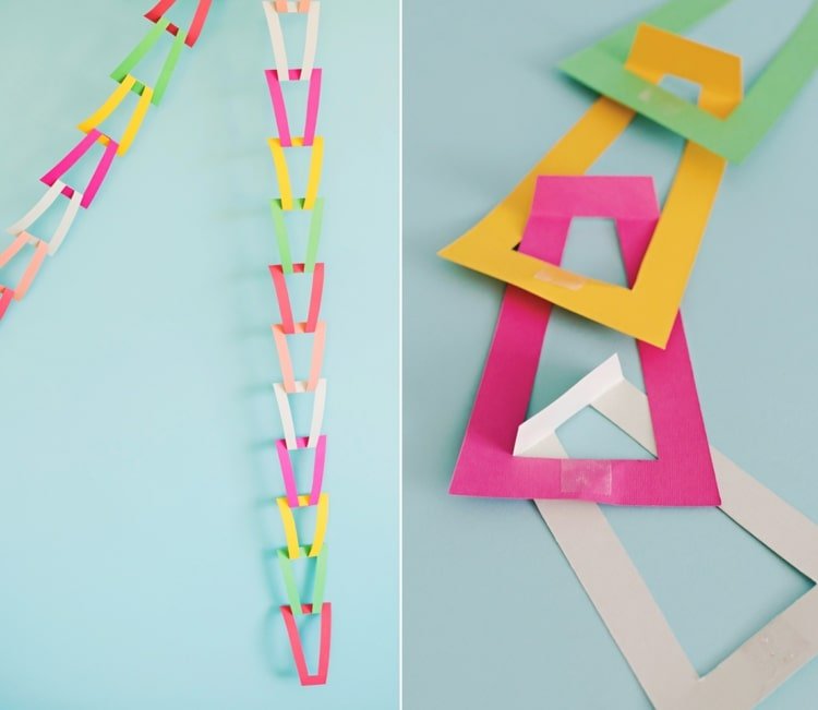 Ideia feliz com trapézios feitos de papel - ideia DIY simples