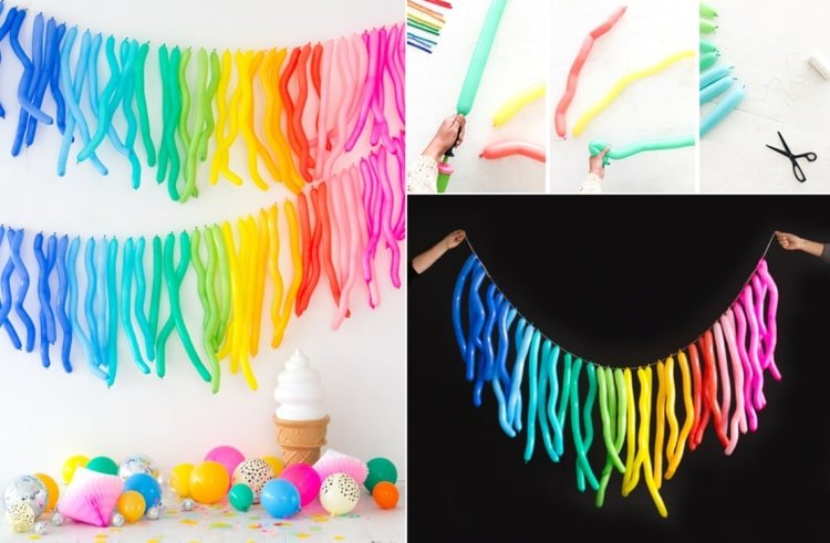 Faça lindas guirlandas de festa nas cores do arco-íris com balões de festa