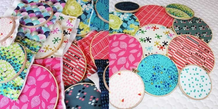 Decorações de janela Tinker -colorful-tecido-bordados-molduras-diy-circles