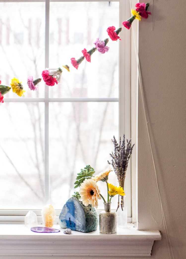 decoração de janela-mexer-verão-primavera-flor-guirlanda-linha real