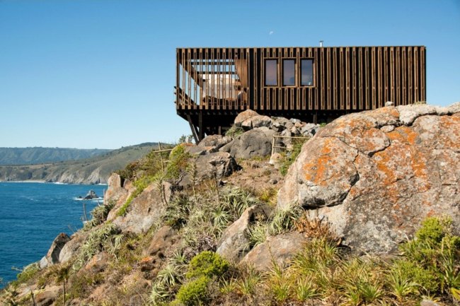 Casa de férias Chile balança varanda com fachada de madeira